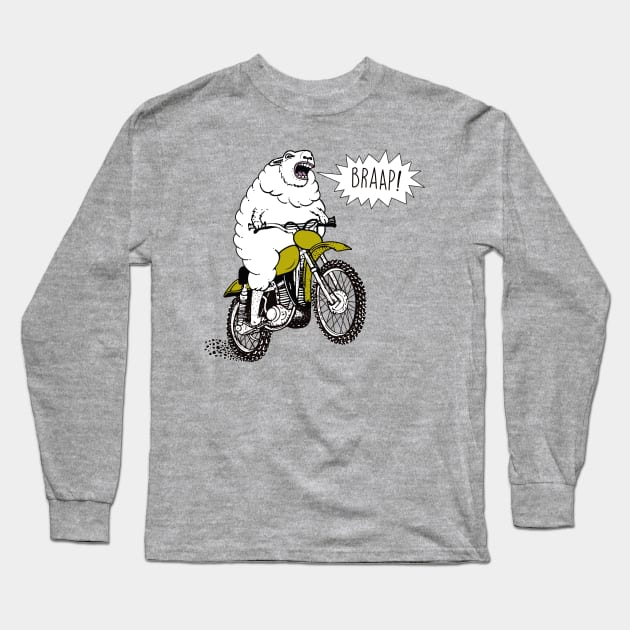 Braap Motorcycle Biker Lamb Tasty MotorManiac Long Sleeve T-Shirt by MotorManiac